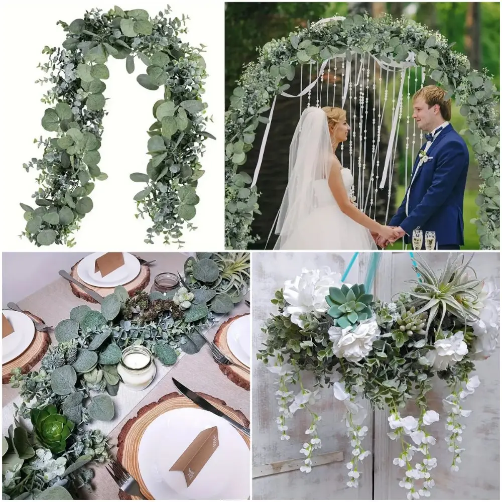 

Green Artificial Eucalyptus Leaves DIY Wall Hanging Wreath Simulation Plant Vine Silk Backdrop Decor Faux Eucalyptus Garland