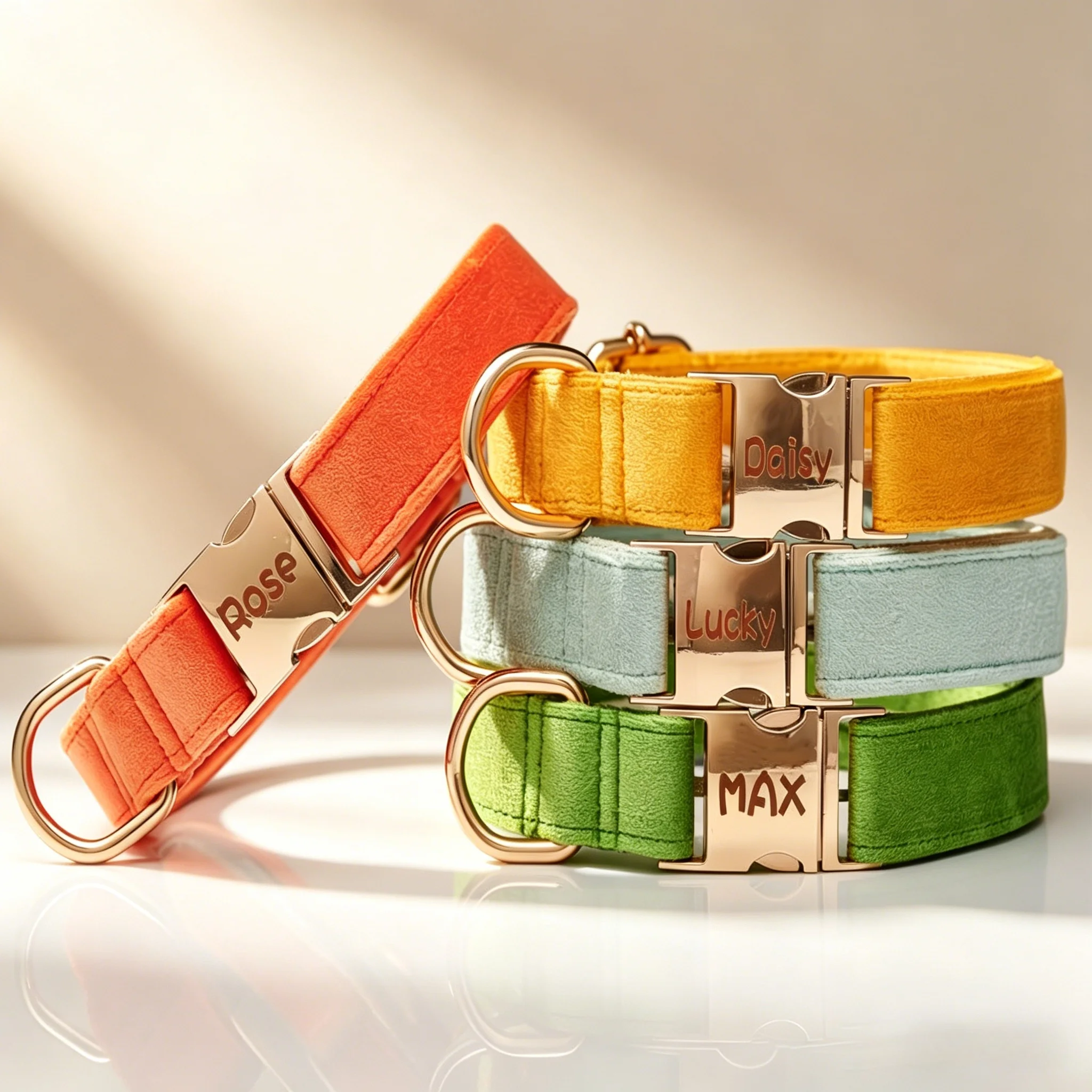 Anpassbares Hundehalsband mit Roségold-Schnalle, verstellbares, gepolstertes Haustierhalsband, geeignet für kleine, mittelgroße und große Hunde.