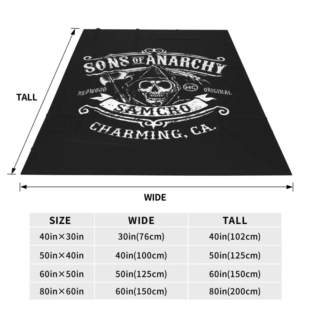 Sons Of Anarchys Skull Horror Tv Movie Blankets Soft Warm Flannel Throw Blanket Cover for Bed Travel Home Couch