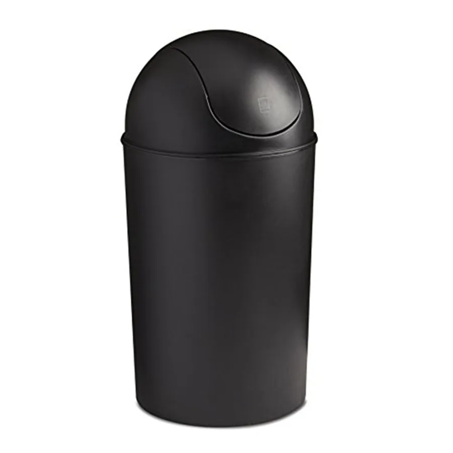 

10 gal Grand Plastic Swing Top Kitchen Trash Can, Black