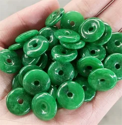 5pc Natural Green Jade Beads Safety Buckle Doughnut Pendants Jadeite Emerald DIY Bracelet Necklace Jewelry Fashion Accessories