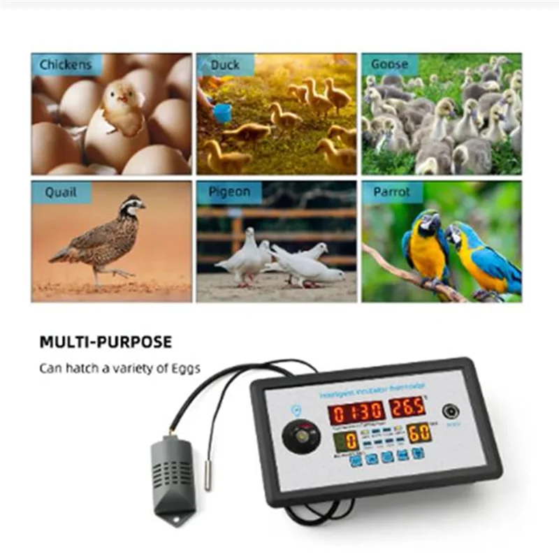 FFYY-220V منظم الحرارة الذكي الرقمي ZFX-W9002 حاضنة التحكم في درجة الحرارة والرطوبة 360 تحول البيض التلقائي