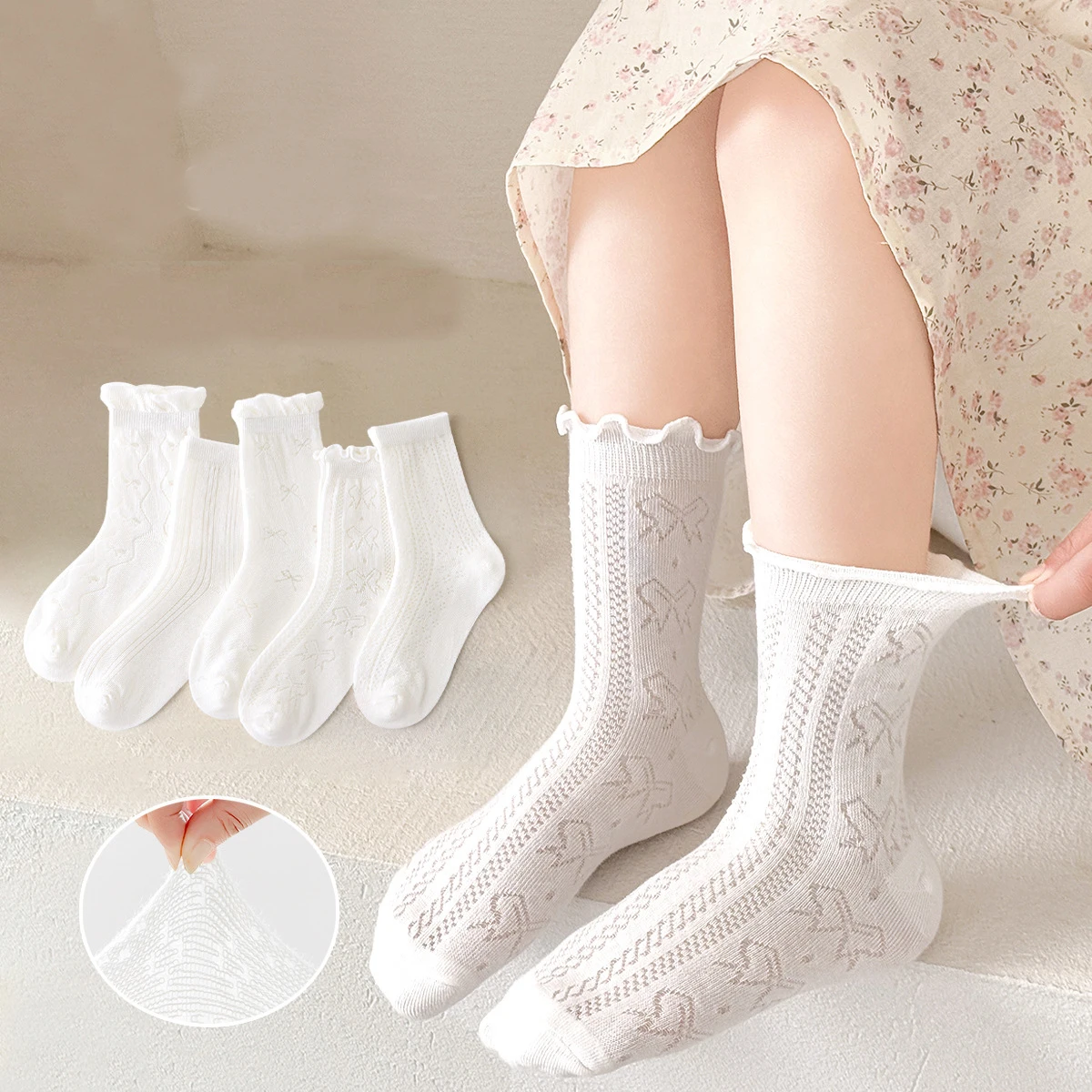 Baby Xl - 5Pairs Cotton Children Mesh Socks Child