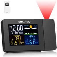 Projection Alarm Clock for Bedrooms with Weather Station, Wireless Indoor Outdoor Thermometer, Temperature Humidity Monitor Gaug