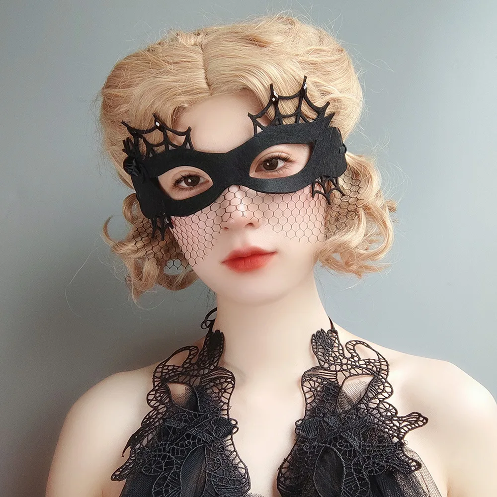 Halloween Party School Show Masquerade Ball Eye Mask Horror Spider Half Face Princess Bar Mask