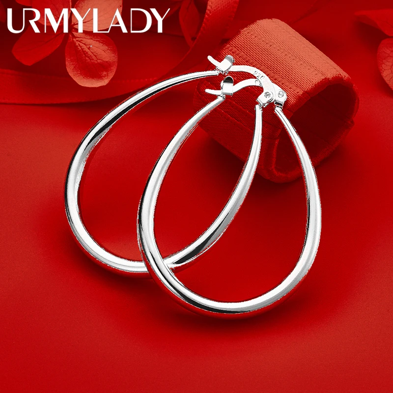 

URMYLADY Fine 925 Sterling Silver Smooth Water Drop Earrings for Women Wedding Engagement Party Fashion Charm Jewelry