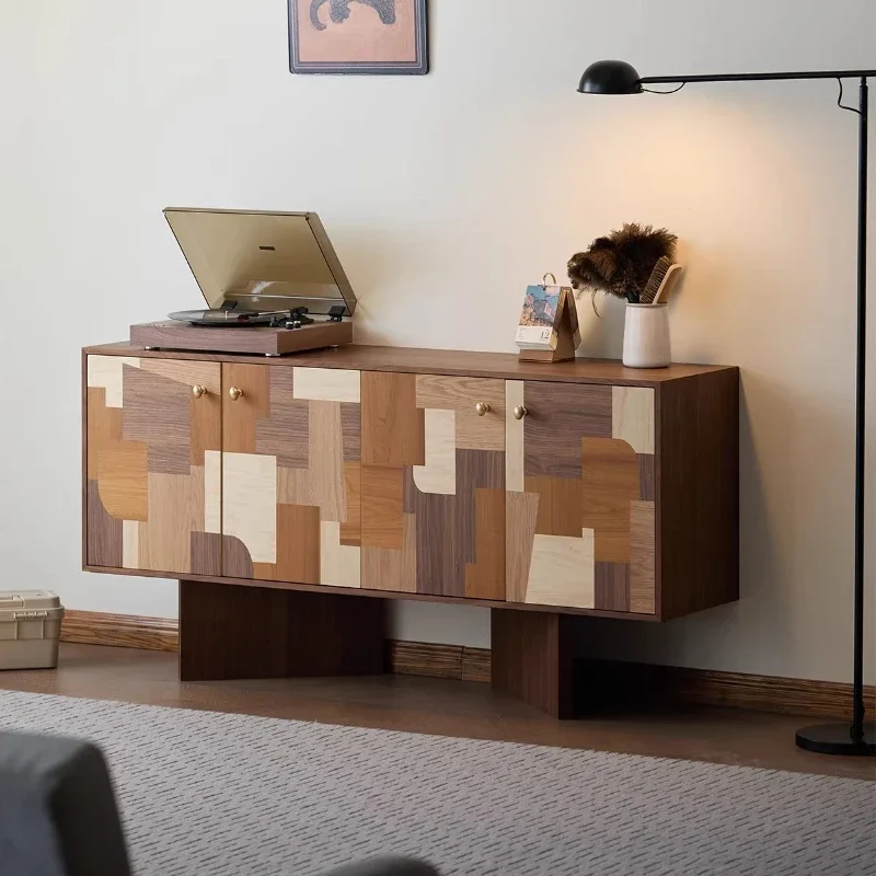 

Medieval black walnut solid wood side cabinet, entrance cabinet