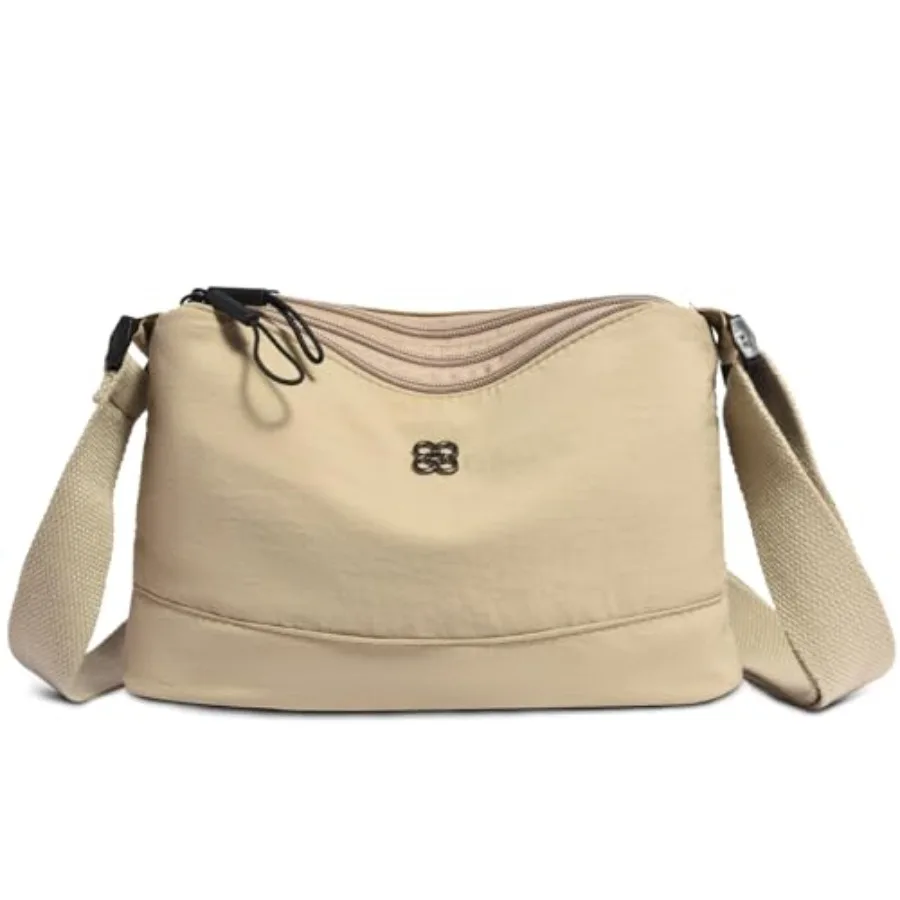 

Eslcorri Lightweight Nylon Crossbody Bag for Women, 3 Pocket Casual Shoulder Purse with Adjustable Strap for Travel Daily Use W