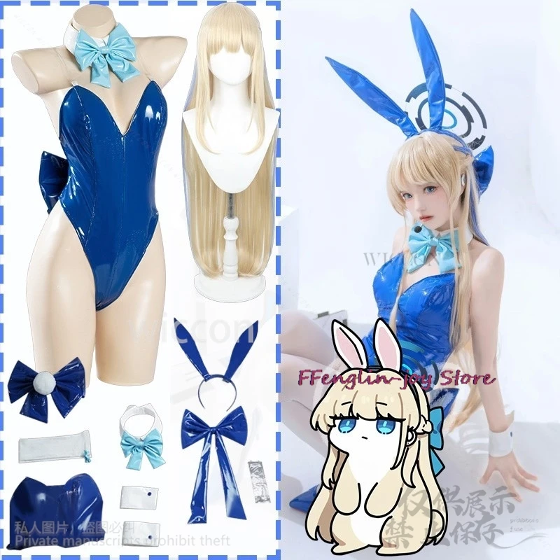 

Аниме-игра Blue Archive Asuma Toki Косплей Костюм Y2K Синий Сексуальный Jirai Kei Bunny Girls Комбинезон с кроличьими ушками Парики Cos Индивидуальные