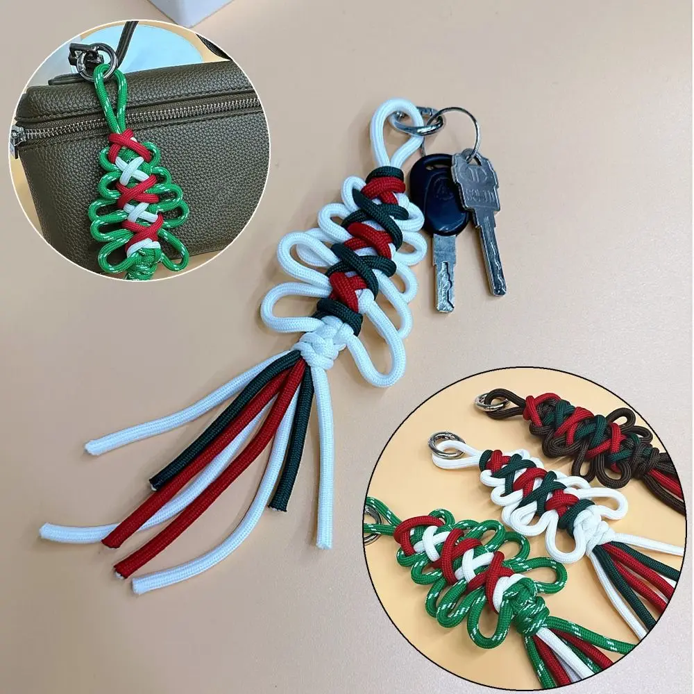 Gifts DIY Braided Rope Keychain Fashion Kawaii Christmas Tree Keychain Bag Decoration