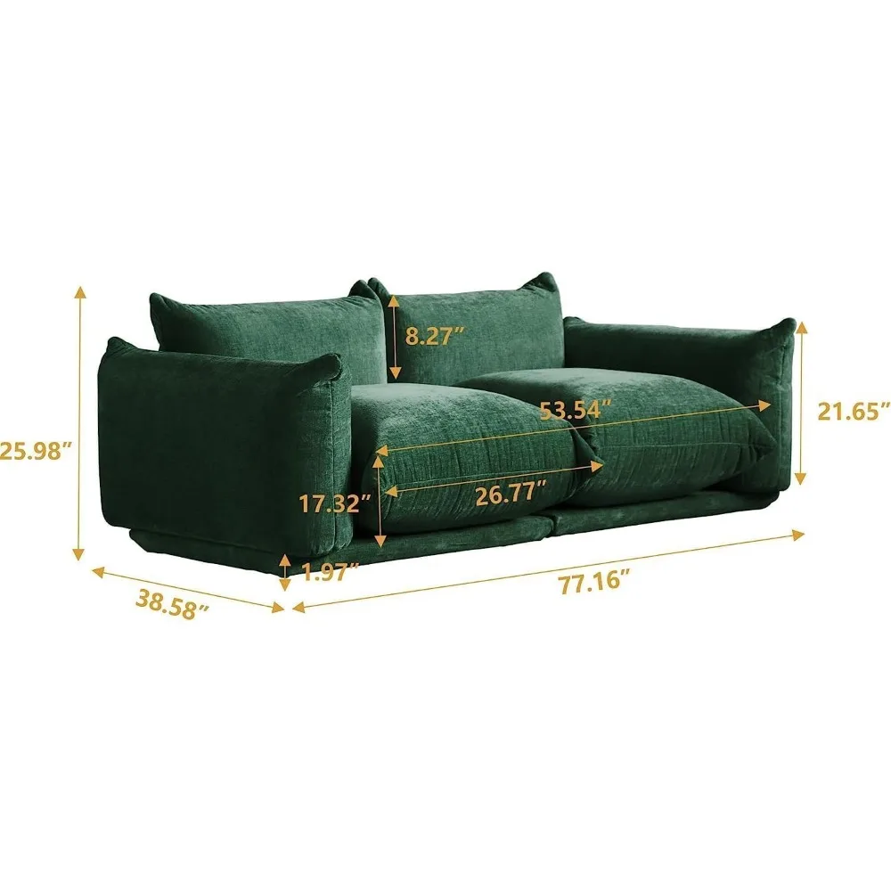 Modern Love Seat Couch,Chenille Couch Deep Love Seat Couches with Thick Cushion,PlushSofas Furniture for Small Spaces LivingRoom