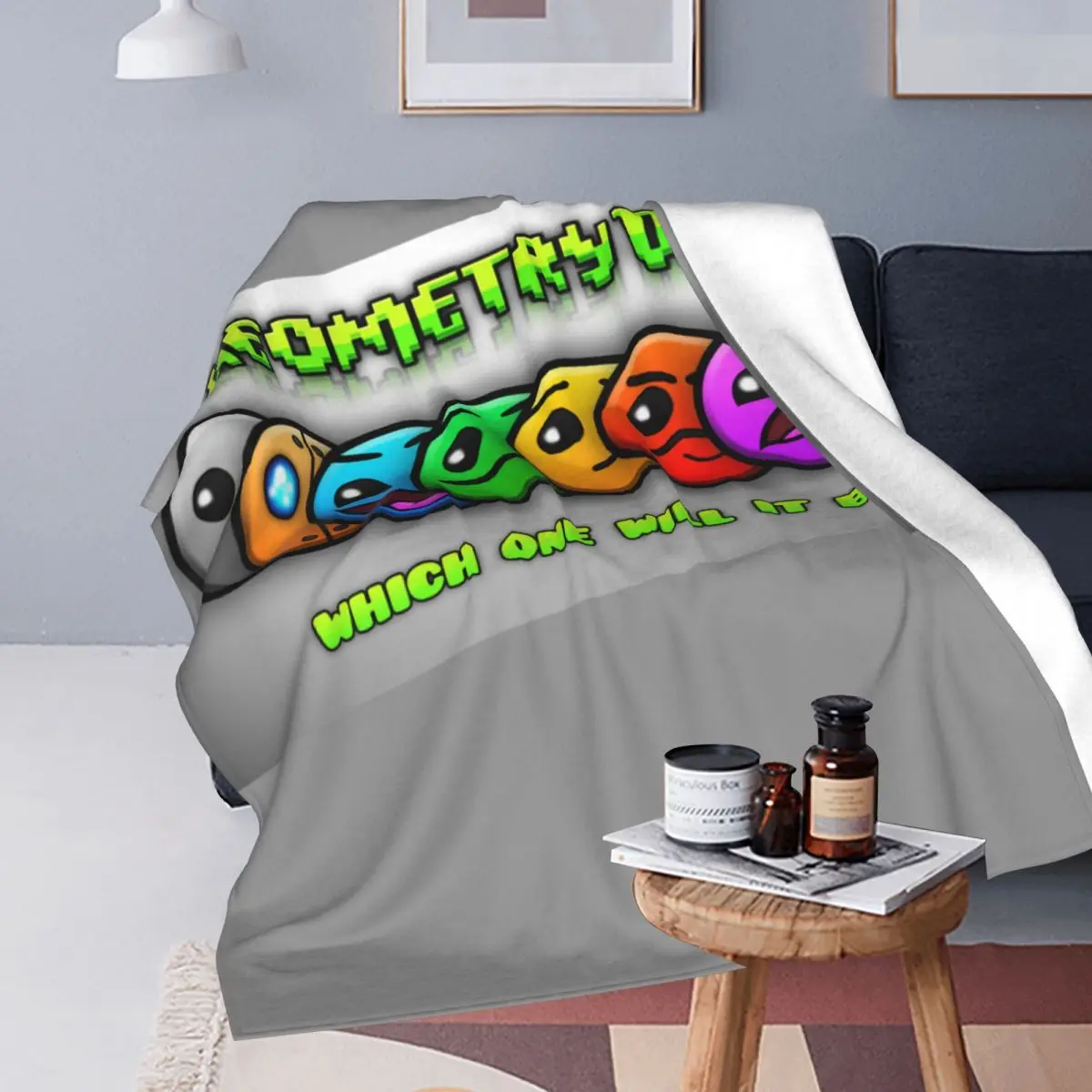 Video Game Geometry Dash Blanket Flannel Super Soft Throw Blanket Sofa Throw Blanket For Bedroom Outdoor Throws Bedspread Quilt