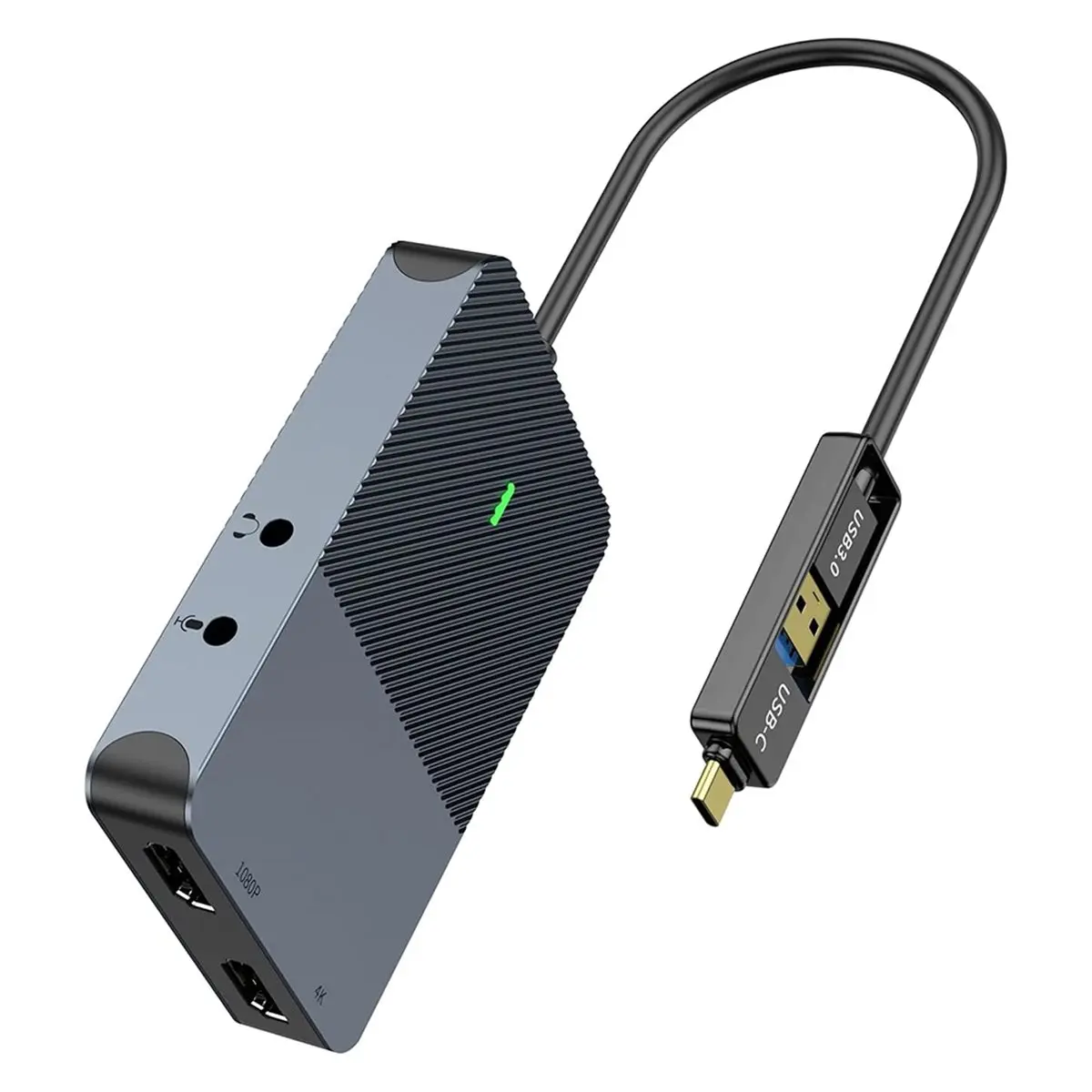 DisplayLink USB3.0/Type-C to Dual -Compatible Docking 4K60Hz Dual Monitor Extend Mirror with 3.5mm Jack OTG for PC