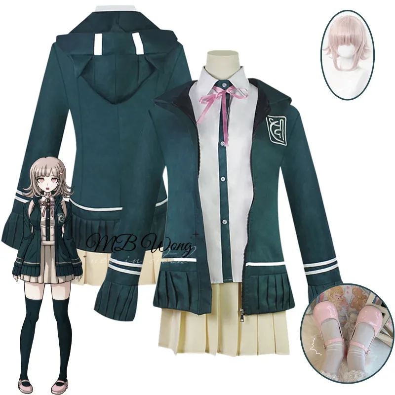 Аниме Danganronpa Chiaki Nanami Косплей Костюм Парик Обувь Nanami Chiaki Ролевая игра Хэллоуин Карнавальный наряд для вечеринки Рождество