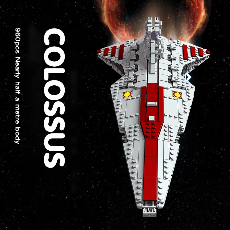 

960PCS Space Battleship Building Blocks Spaceship Defense Ship MOC Model Bricks Kits Desktop Decoration Kids Toys Birthday Gifts