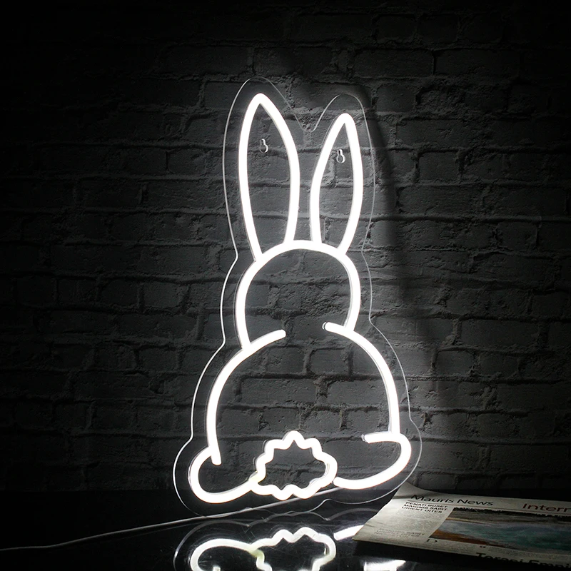 Kaninchen Leucht reklame Licht Bad Hase Wandbild benutzer definierte LED Hochzeit Schlafzimmer Home Shop Wand Ehe Rave Vibe Party Wand dekor Baby Geschenk