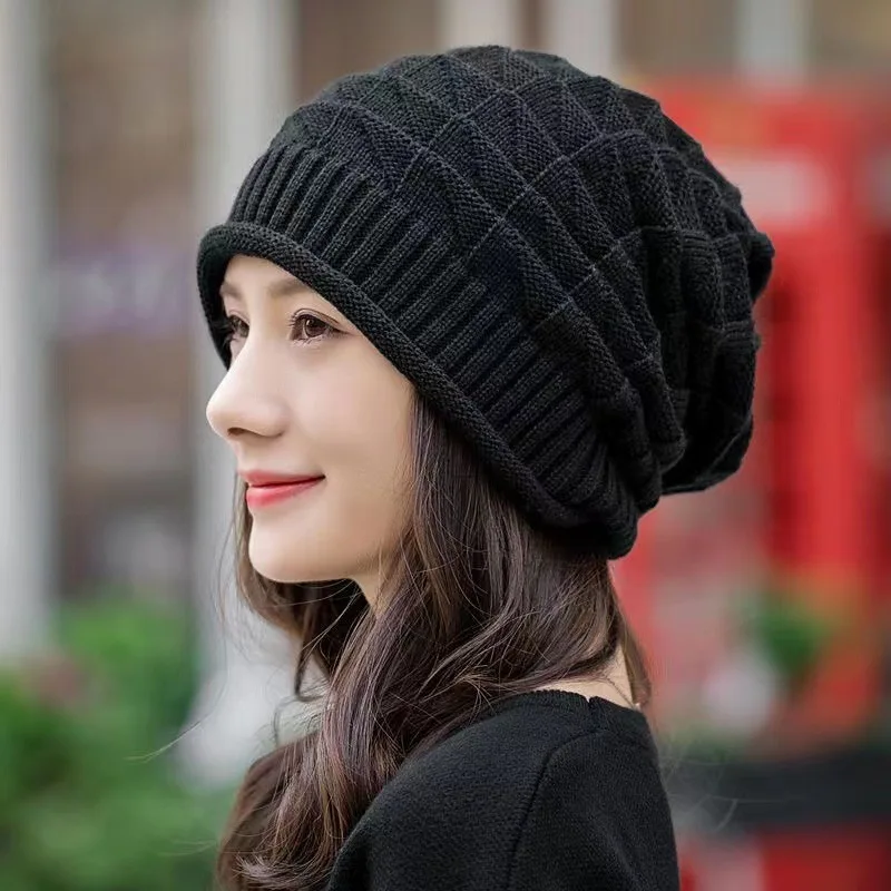 2027 Women's Korean Slouchy Beanie Autumn Winter Solid Warm Versatile Ear Cover Hat