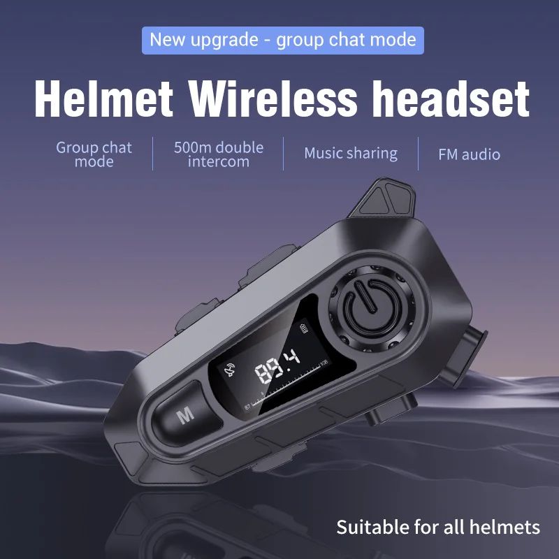 FM+Bluetooth 5.3 Motorcycle Helmet Intercom Headset 500M Wireless Interphone Music Share Moto Waterproof Handsfree Call Kit