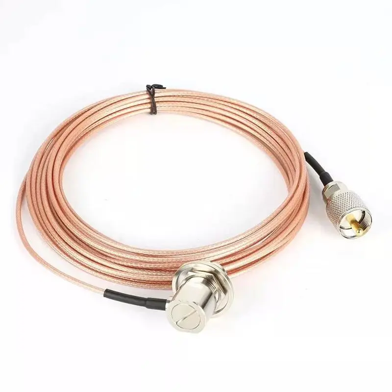 UHF Female Right Angle Bulkhead To Long UHF PL259 Male RG316 for Car Mobile Radio Antenna Jumper Pigtail Cable Copper Low Loss