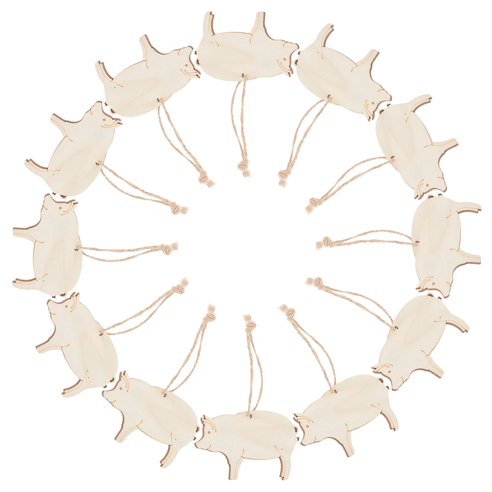 

Unfinished Ornaments Natural Wooden Animal Cutouts Blank Tags With Hanging Rope For Diy Crafts Christmas Wedding Decor Pig