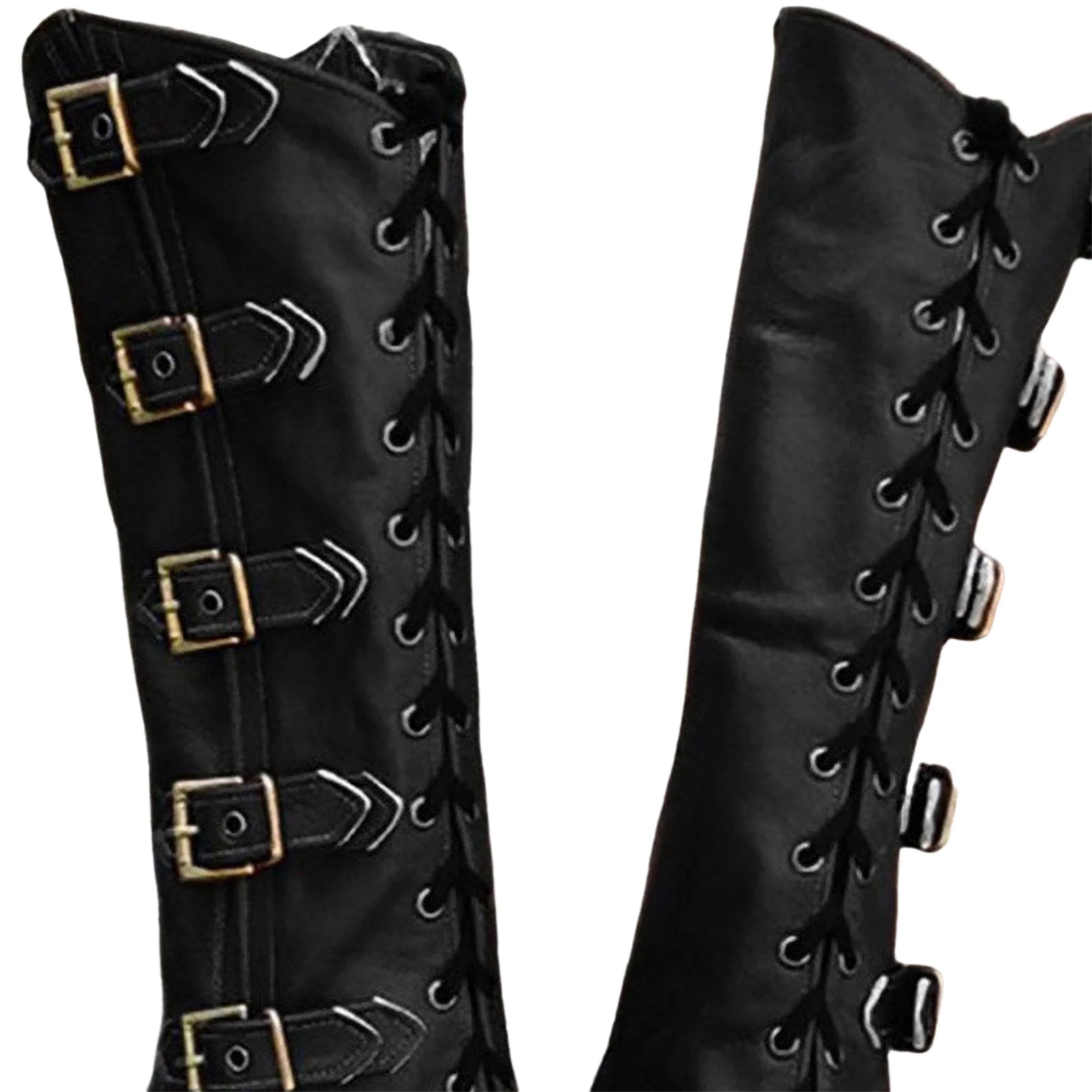 Retro mittelalterliche Renaissance Schienbeinschoner PU Schnürärmel Schuhüberzüge Beinsets für Halloween Party