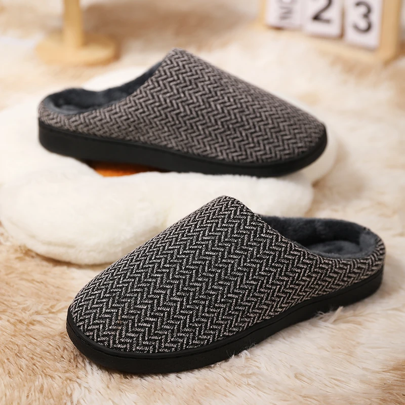 

Autumn Winter Men's Warm Slippers Cotton Slippers Indoor Warm Shoes Male Women Home Bedroom Plush Warm Slippers Big Size 46 47