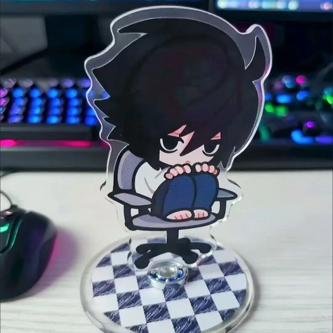 Anime Death Note L·Lawliet Acrylic Rotatable Stand Q-version Figure Standing Plate Desktop Ornament Cosplay Props for Fans Gifts