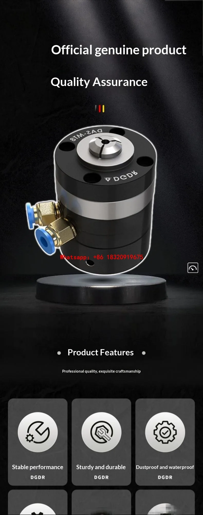 DAS-MT8 Compact Mini Pneumatic Chuck – Fixed Vertical Pneumatic Collet Chuck for Robotic Loading/Unloading (Sleeve-Type Fixture)