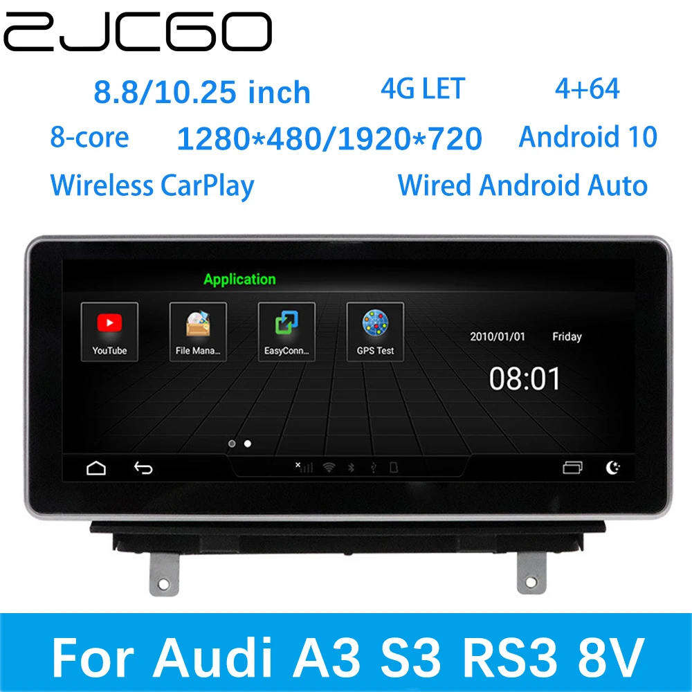 

ZJCGO Car Multimedia Player Stereo GPS DVD Radio Navigation Android Screen MMI MIB System for Audi A3 S3 RS3 8V 2013~2020