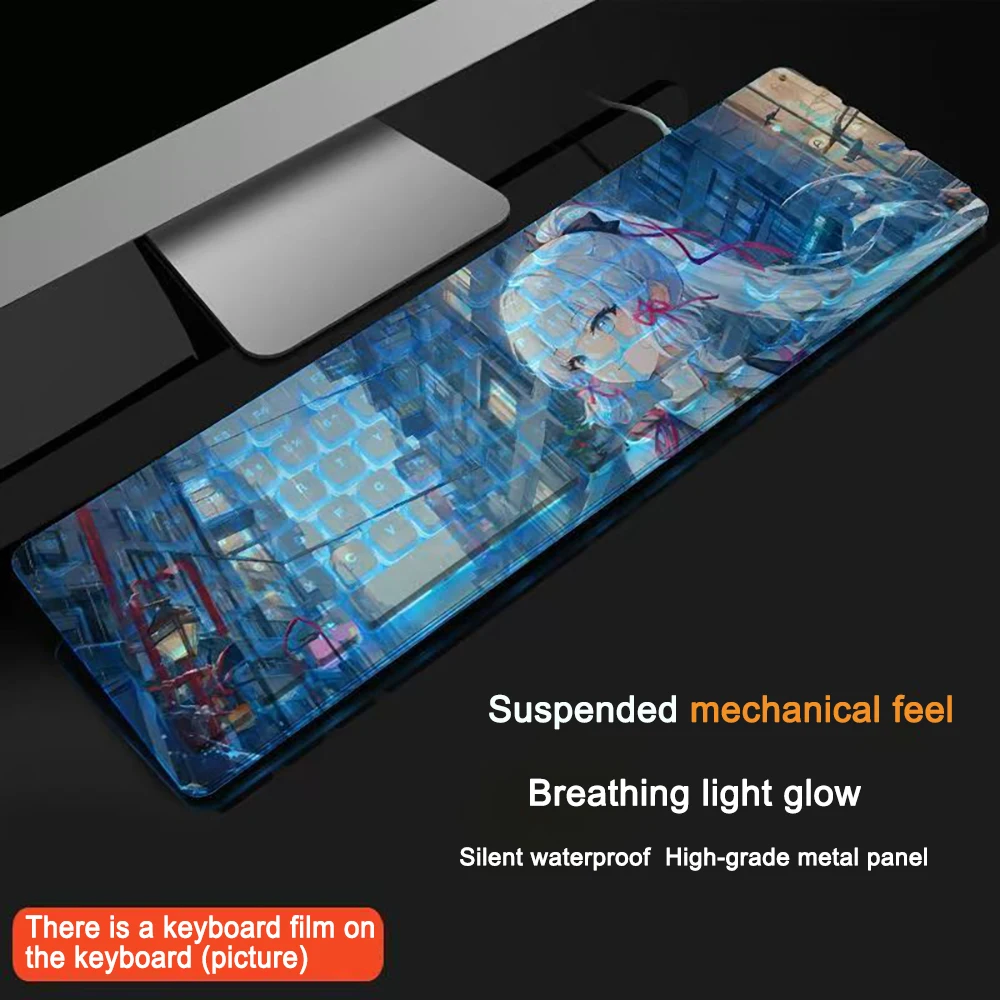 104 Keys Gaming Anime Keyboard Genshin Impact Kamisato Ayaka USB Wired Gaming Keyboard Keycap For Office Laptop Games PC Compute