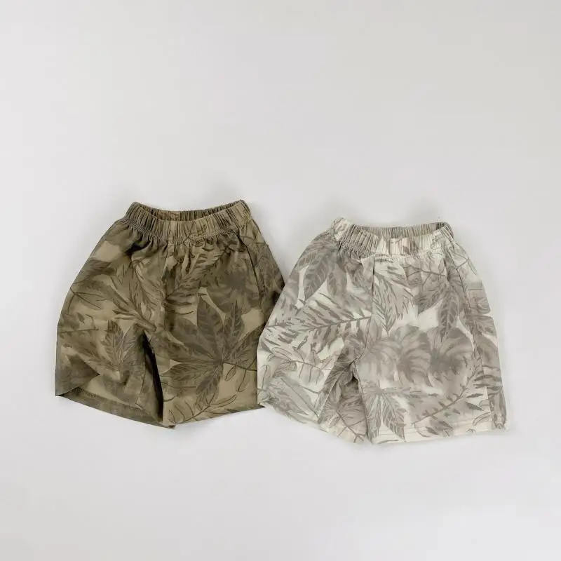 2026 Summer New Children Loose Shorts Cotton Kids Boys Fashion Leaves Print Shorts Girls Casual Shorts Toddler Clothes
