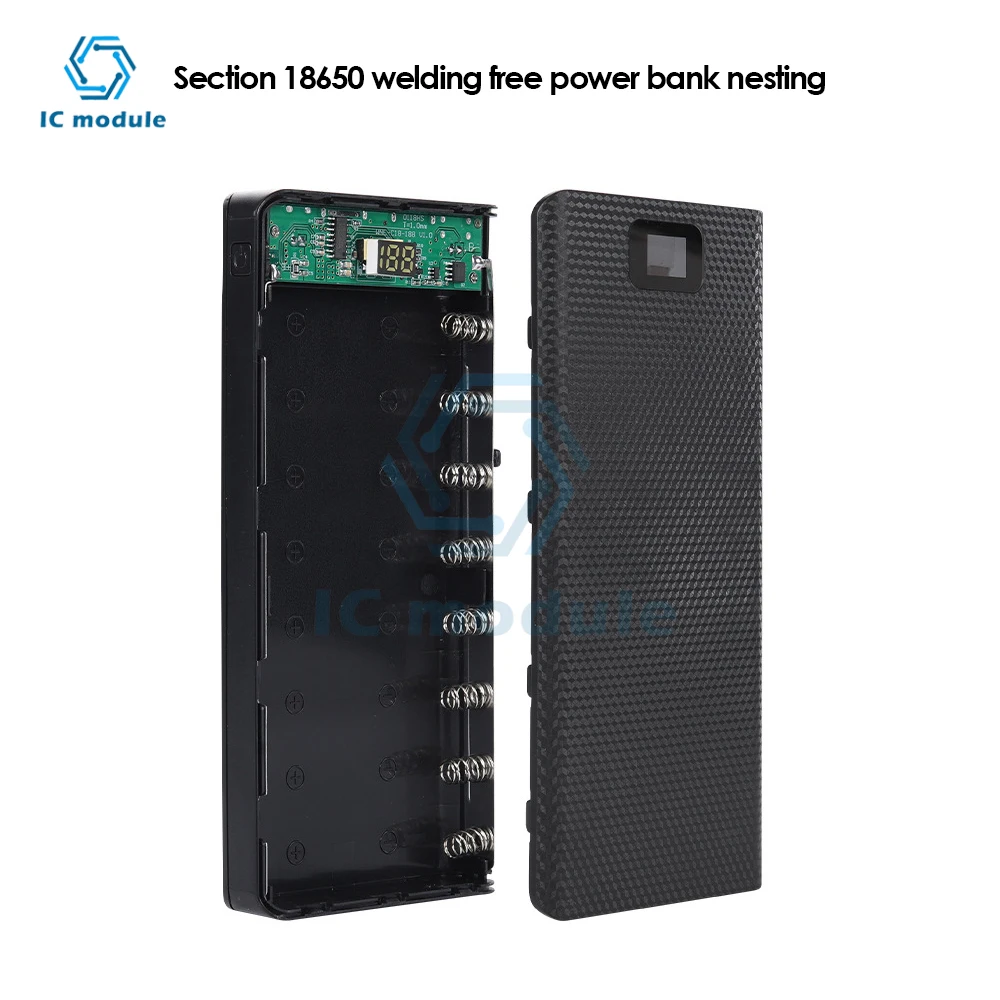 DIY 8*18650 Battery Power Bank Case 2 USB Ports Free Welding Battery Holder Shell No Soldering Storage Box for Phone Charging