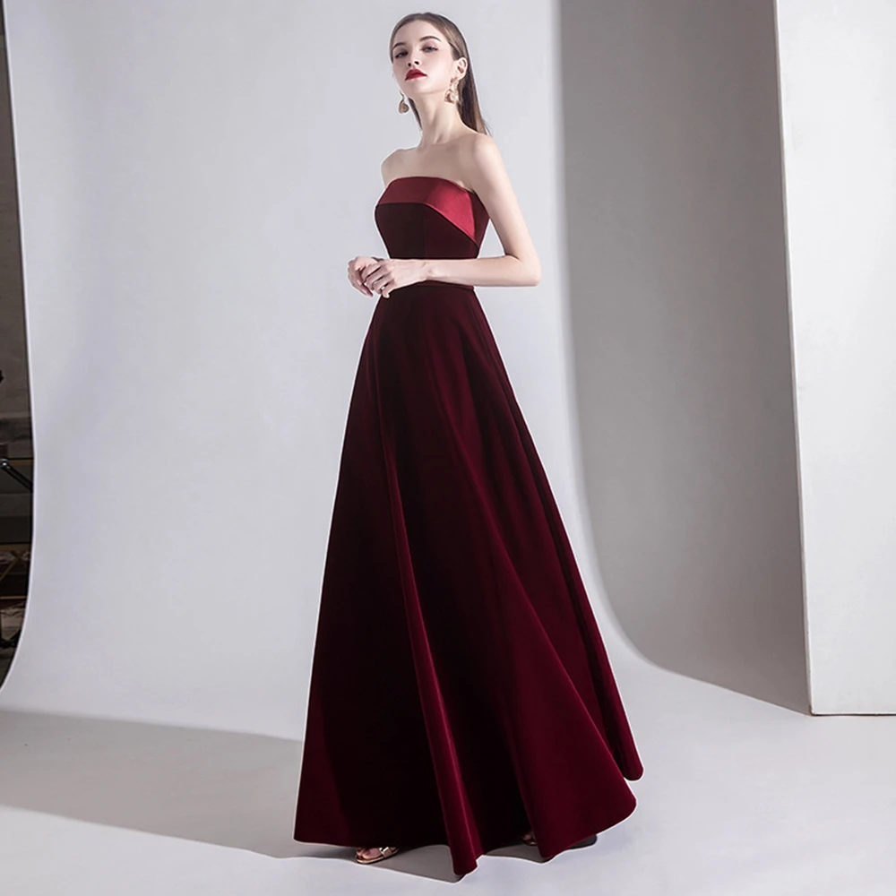 Prom Dress Floor-Length Sexy Dresses Woman Party Night A-LINE Velvet Prom Dresses