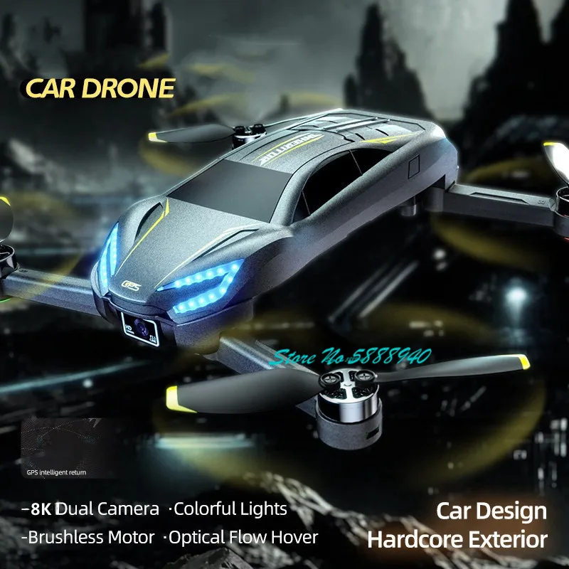 8K Aerial Dual Camera Car Styling Remote Control Quadcopter 2.4G Brushless Optical Flow Hover Headless Mode WIFI FPV RC Drone