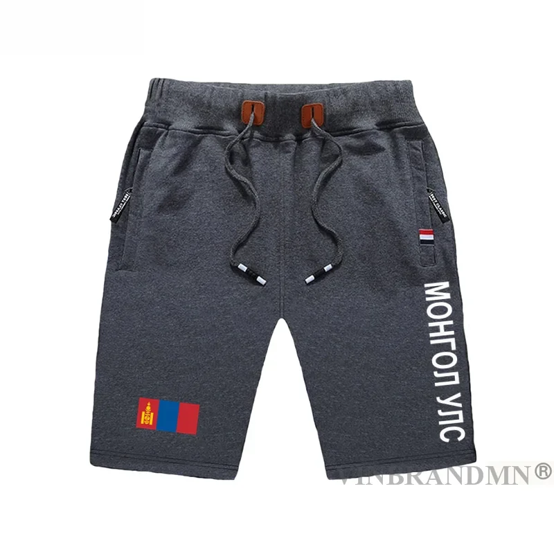 Pantalones cortos de Mongolia para hombre, pantalones cortos de playa para hombre, pantalones cortos con bandera para entrenamiento, bolsillo con cremallera, sudor, culturismo, 100% algodón, MNG, mongol