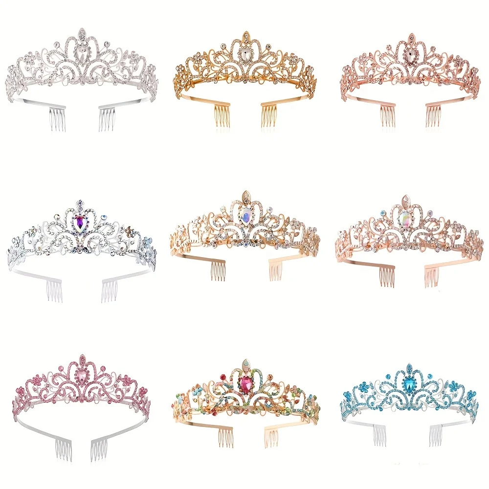 Crystal Crown Tiara With Comb Rhinestone Prom Diadem Headband For Women Bridal Wedding Hair Accessories Jewelry Tiara And Crowns