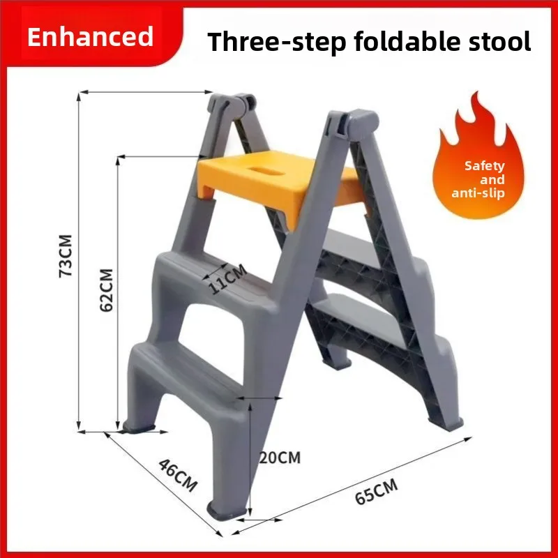 Home Furniture Three Step Ladders Folding Folding Stool Plastic Thickened Foldable Step Stools Multifunctional Ladder Stool