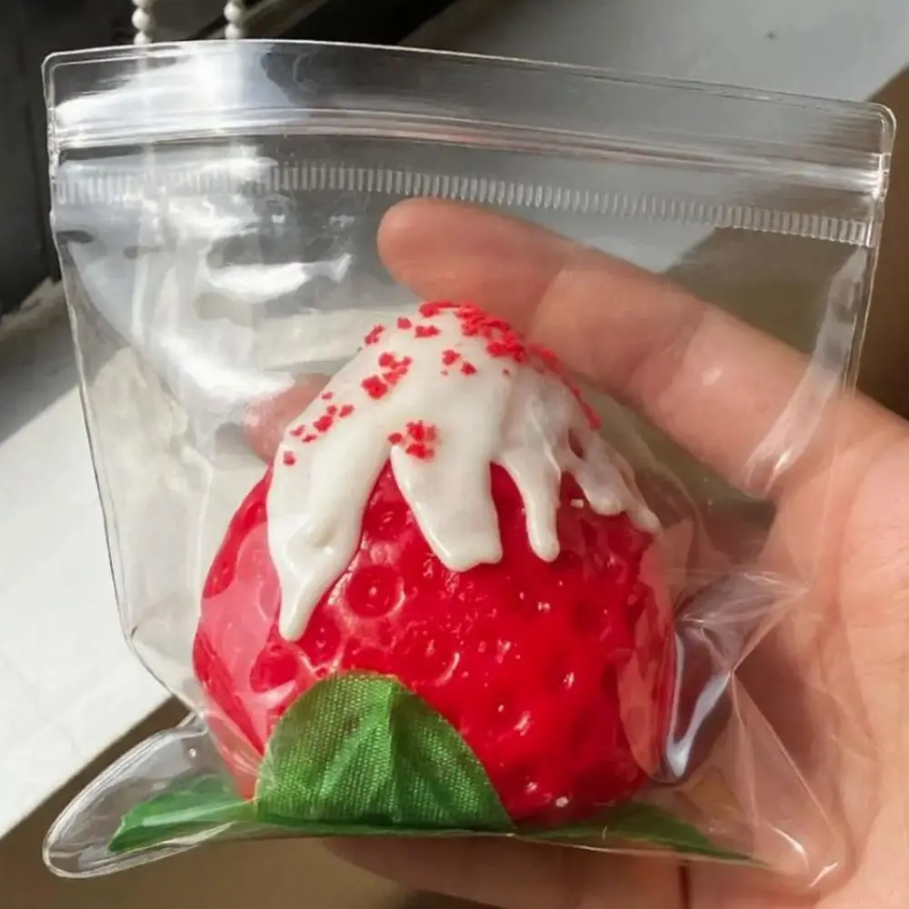 Soft Stretchy Strawberry Squeeze Toy Slow Rising Slow Rebound Cream Strawberry Fidget Toy Super Wet Soft Sensory Squeeze Toy