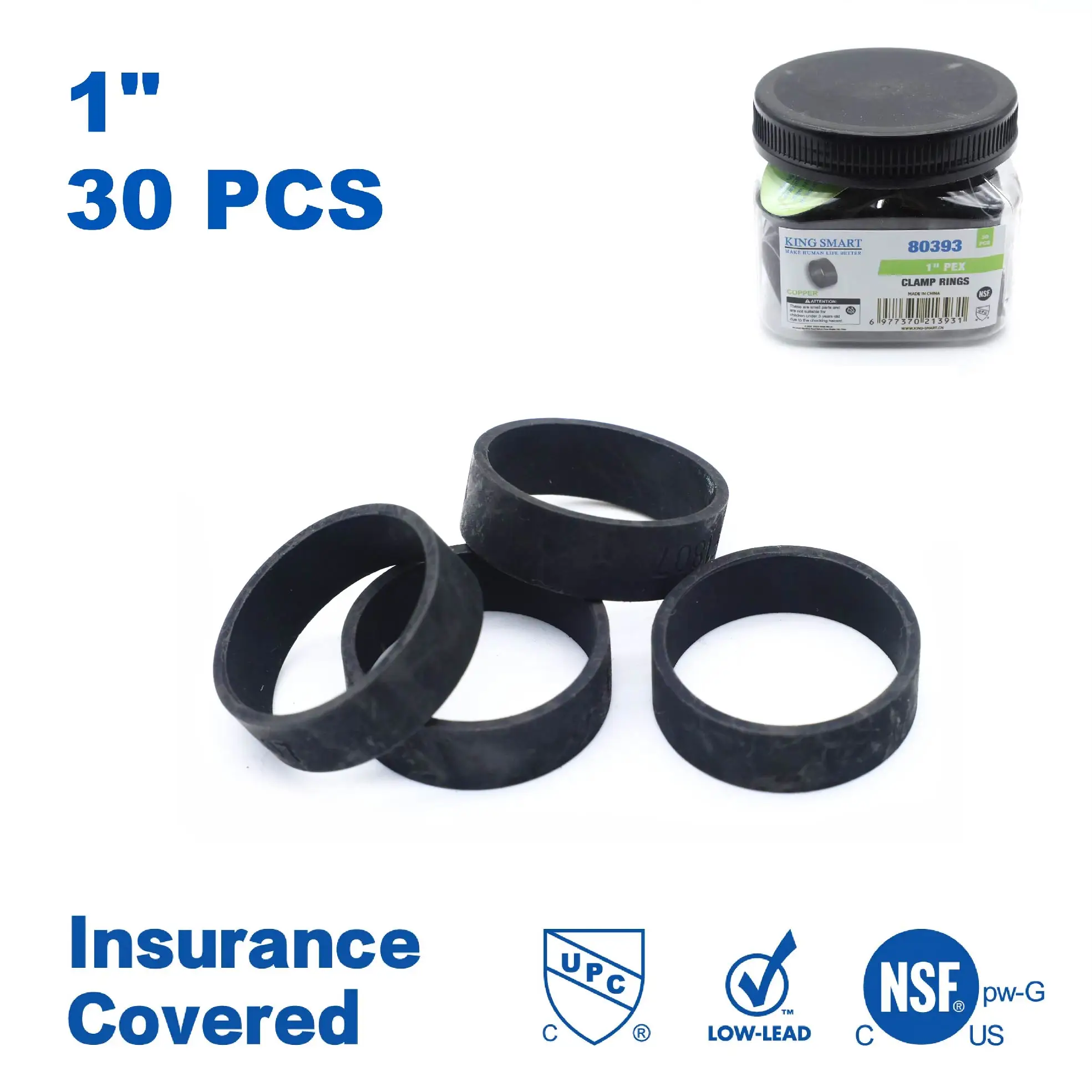 

KING SMART 1" Crimp/F1807 PEX Copper Ring ;Suitable for PEX B/C Pipe, PERT Pipe; 30Pcs/case; 80393