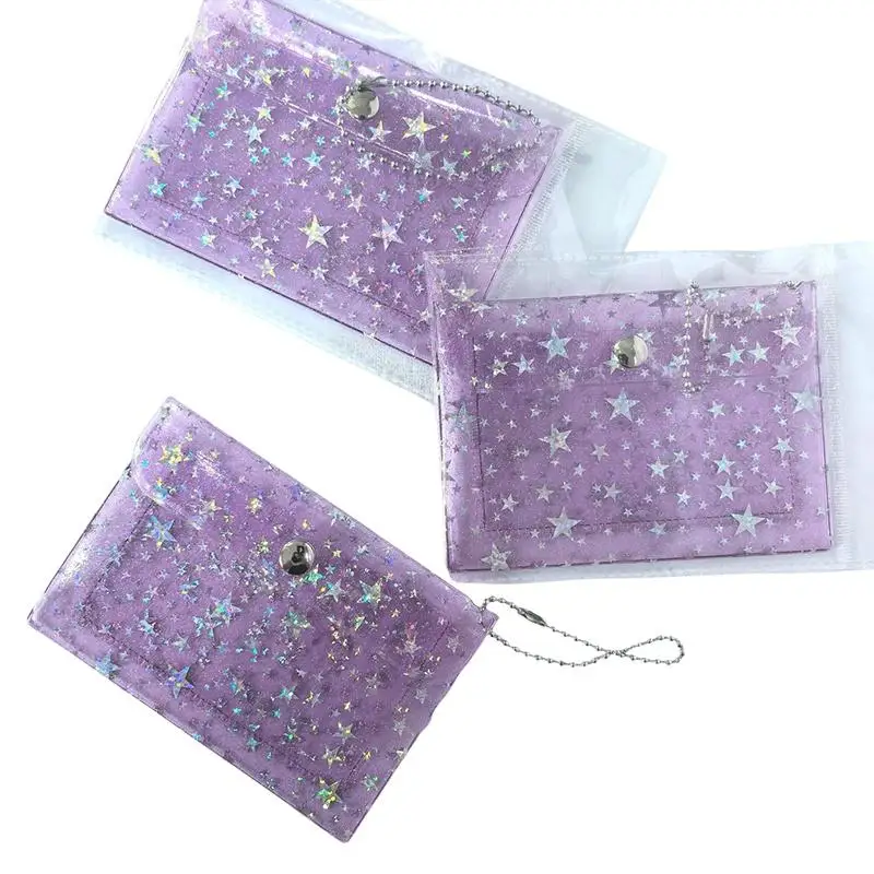 1 Stück Stern-Glitzer Transparenter PVC-Kartenhalter Mini-Münzgeldbörse mit Perlenkette Schlüsselanhänger für Ausweis Tägliche Aufbewahrung Geschenk – Detail 8