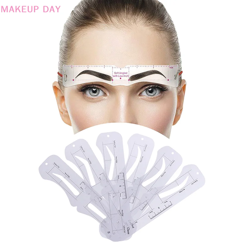 6 Style Fixable Eyebrow Stencil Grooming Shaper Template Reusable Stickers Make Up Tools For Eye Brow Stamp Pen Pencil Cosmetic