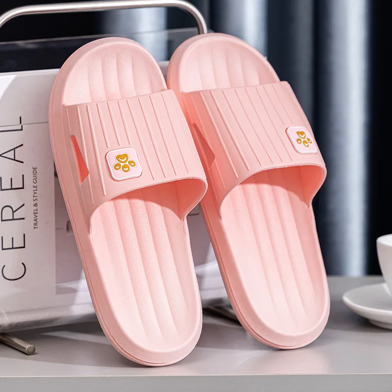 

Summer Home Flat Slippers Cartoon Pattern Open Toe Soft Platform Slippers Bathroom Non-slip Slides for Couple Zapatillas De Casa