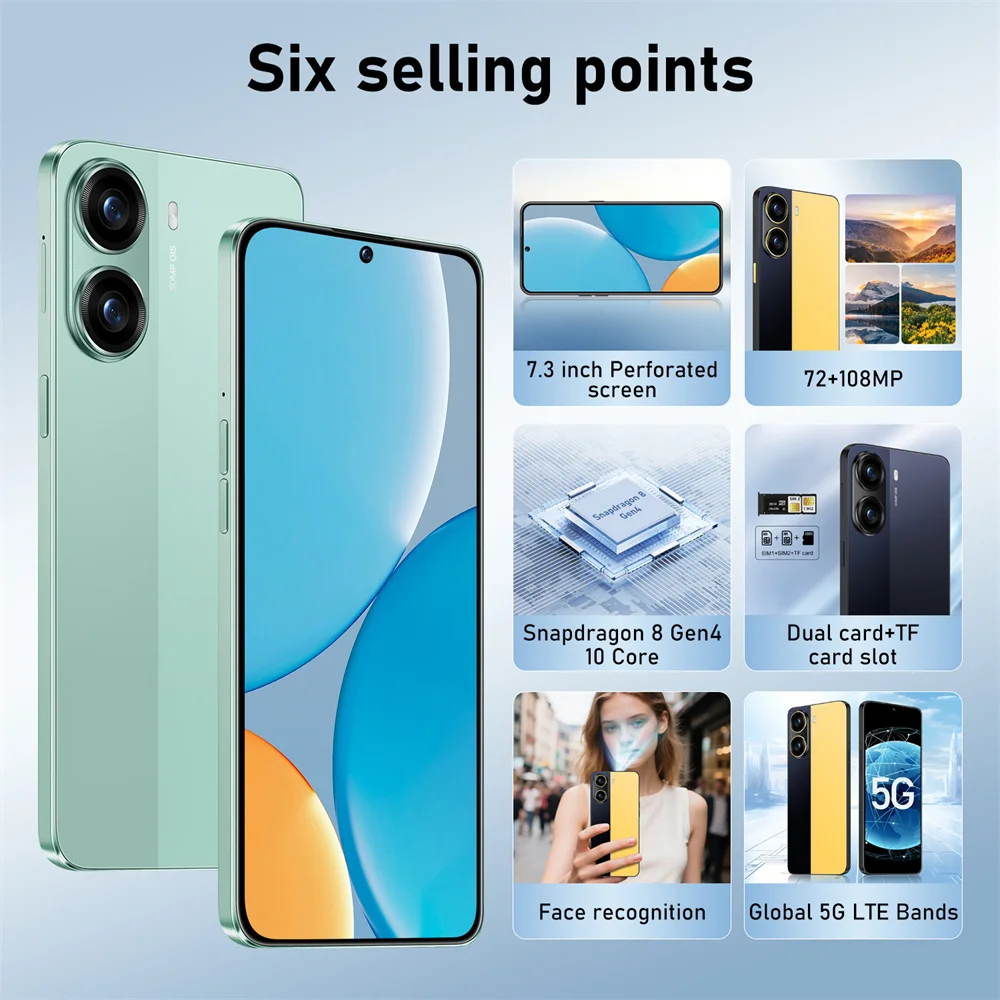 2026 حار جديد X7 Pro الهاتف الذكي الأصلي 7.3HD أندرويد 15 الهواتف المحمولة 4G 5G ثنائي الشريحة 7800mAh النسخة العالمية الهواتف المحمولة #6