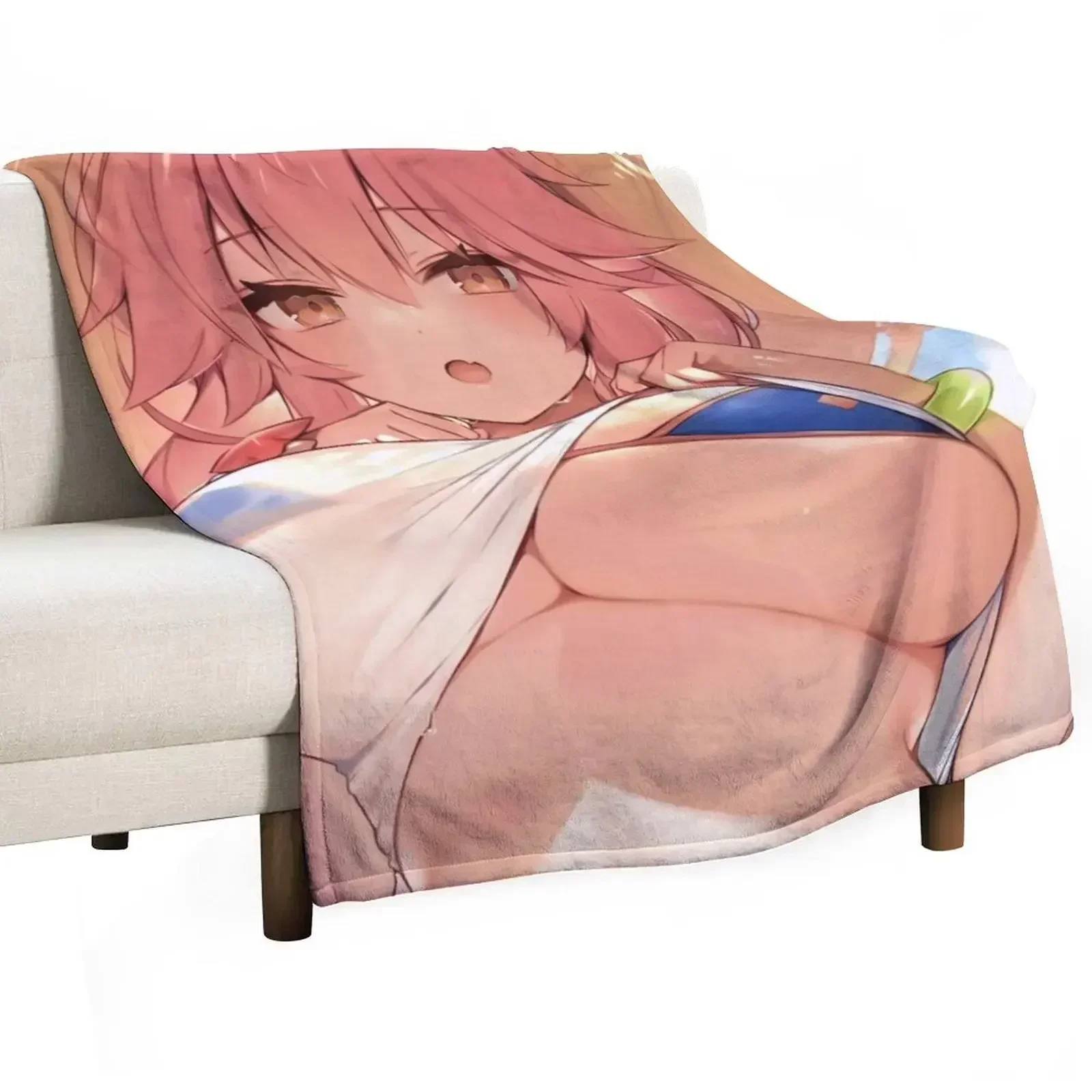 Tamamo no Mae Caster Fate Grand Order Anime Waifu Throw Blanket Luxury Brand Picnic Camping Cute Blankets