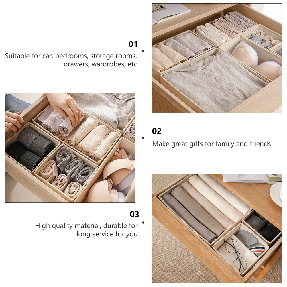 

3Pcs Underwear Drawer Organizer Cloth Storage Box Foldable Divider for Closet Bedroom Storage Underwear Closet