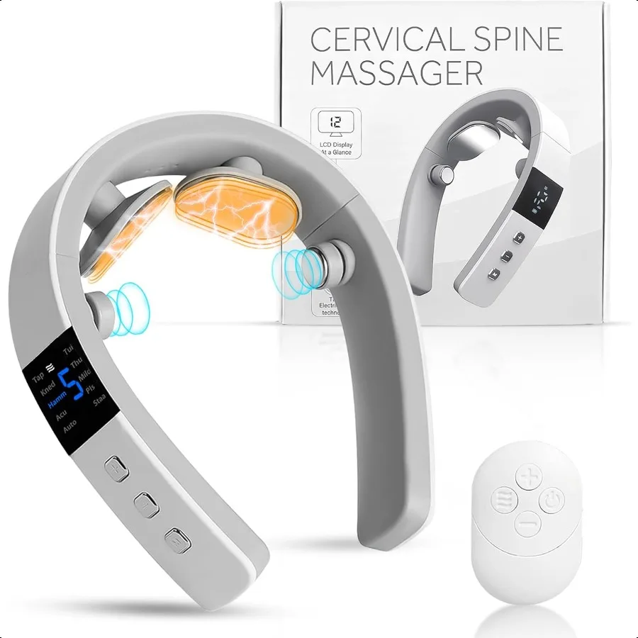 

Массажер для шеи для облегчения боли, глубокие ткани, электрический портативный массажер для шеи с подогревом для женщин и мужчин