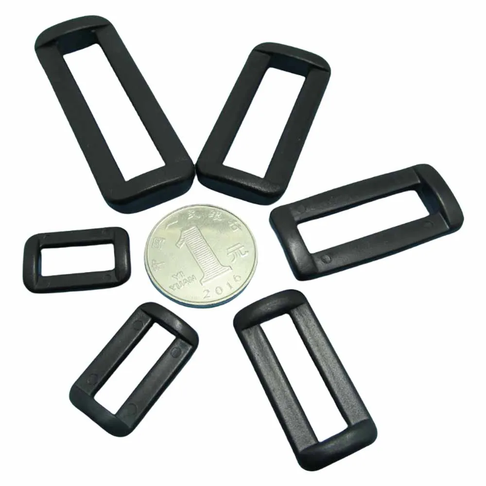 Anillos rectangulares de plástico, hebillas ajustables para bucles, correas para mochilas, accesorios, tamaño 15mm-50mm, 1-100 Uds.