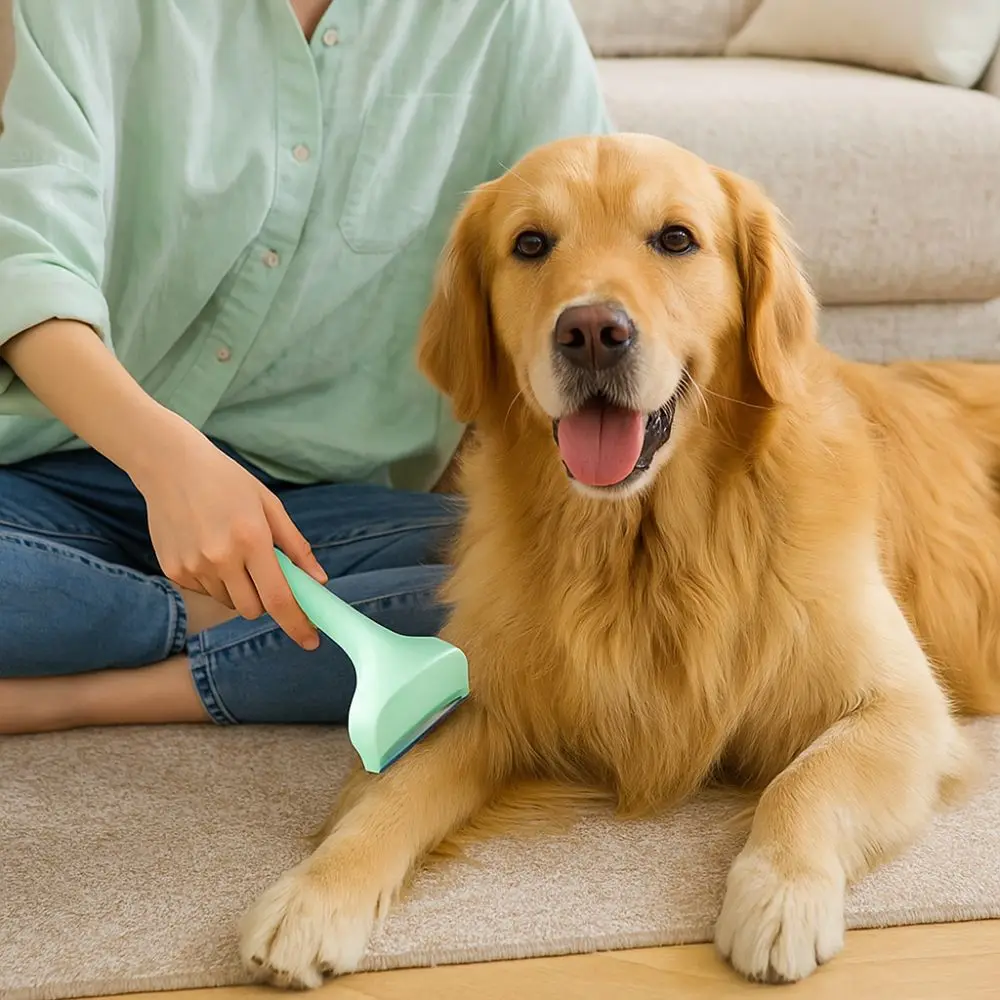 

Professional V-shaped Slicker Brush Not Knotted Ergonomic Handle Cat Deshedding Comb Dual Use Pet Grooming Comb Shedding Season