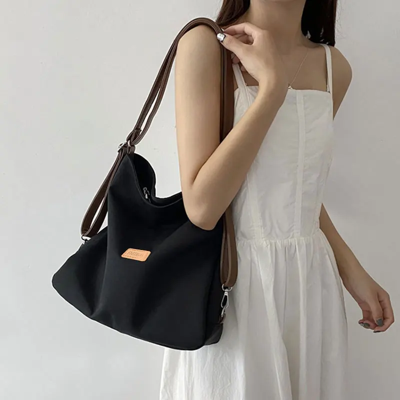 

Женская студенческая холщовая сумка, большая вместимость, трансформируемый рюкзак/плечо/сумка для поездок на работу.