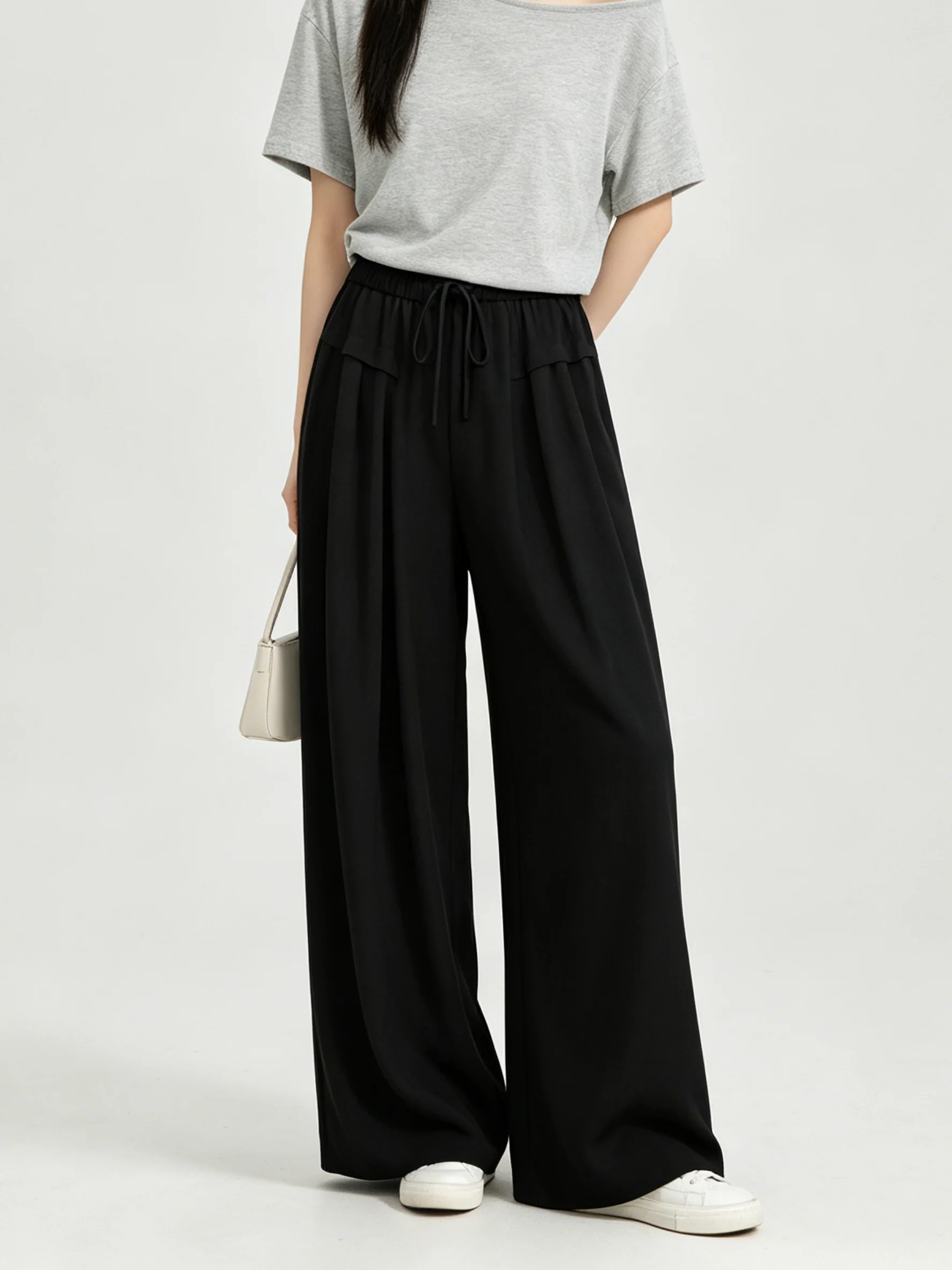 Casual Loose Leggings Skin-friendly Drapey Summer Simple Match All Basic Long Pants Korean Style Natural Waist Elastic Waist